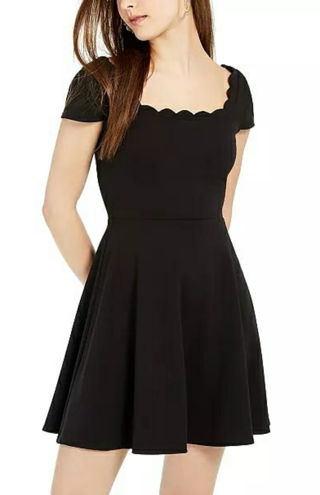 B Darlin Juniors Scalloped Skater Dres Black